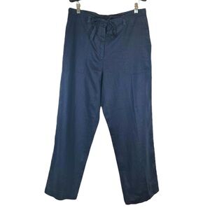 Jones New York Sport 100% Linen Navy Blue Wide leg Capri Pants Womens Size 10